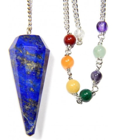 Lapis Faceted Chakra Pendulum with Satin Bag and Instruction Leaflet for Divination/Dowsing Tool $11.37 Necklaces