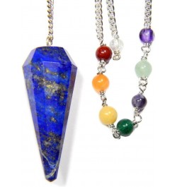 Lapis Faceted Chakra Pendulum with Satin Bag and Instruction Leaflet for Divination/Dowsing Tool $11.37 Necklaces