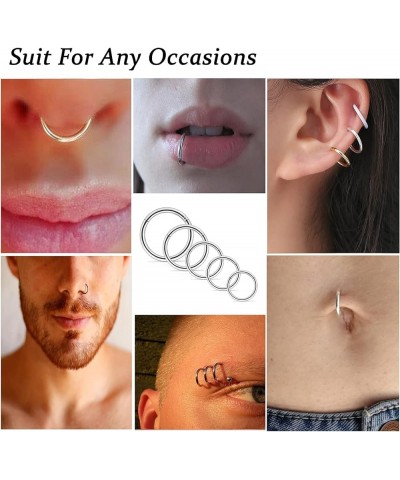 Nose Rings Hoops 316l Surgical Steel Hinged Segment Nose Rings Hoop 18G 16G 14G Septum Ring Hoop Lip Ring Cartilage Tragus He...