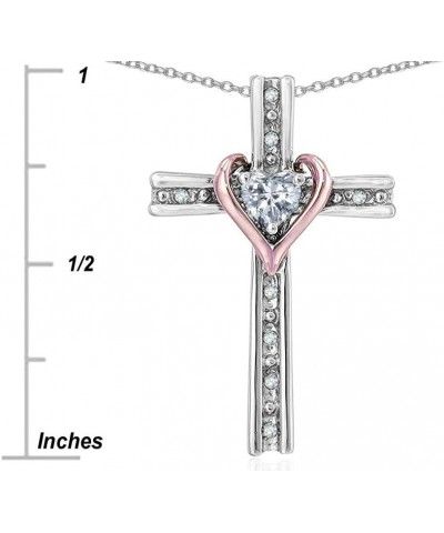 10k Rose Gold Two Tone Love Cross with Heart Stone Pendant Necklace Sky Blue Topaz white-and-yellow-gold $199.94 Necklaces