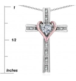 10k Rose Gold Two Tone Love Cross with Heart Stone Pendant Necklace Sky Blue Topaz white-and-yellow-gold $199.94 Necklaces