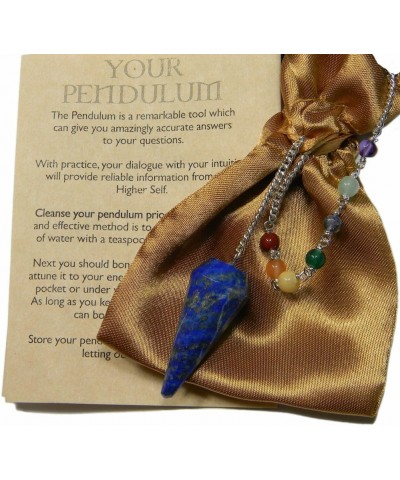 Lapis Faceted Chakra Pendulum with Satin Bag and Instruction Leaflet for Divination/Dowsing Tool $11.37 Necklaces