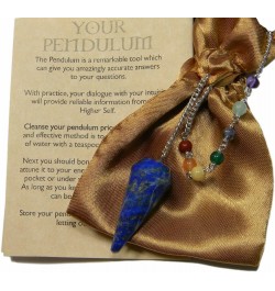 Lapis Faceted Chakra Pendulum with Satin Bag and Instruction Leaflet for Divination/Dowsing Tool $11.37 Necklaces