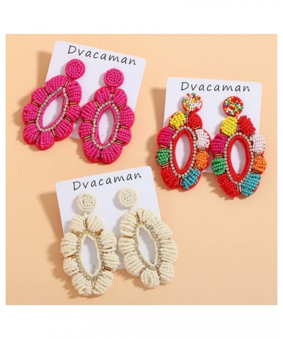 Fashion Cute DIY Handmade Beaded Statement Dangle Earrings for Women, Funny Elements for Multicolored Flower, Lightweight Hea...