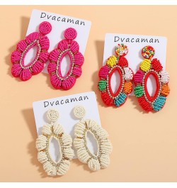 Fashion Cute DIY Handmade Beaded Statement Dangle Earrings for Women, Funny Elements for Multicolored Flower, Lightweight Hea...