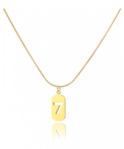 Number Necklace 18K Gold Plated Lucky 7 Pendant Snake Chain Graduation Birthday Gift for Women Girls $15.29 Necklaces