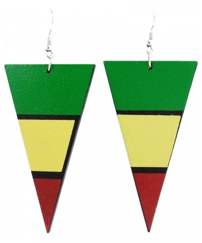 Wood Rasta Earrings - Reggae Earrings - Jamaican Earrings - Wooden Earrings Triangle Rasta $10.80 Earrings