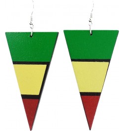 Wood Rasta Earrings - Reggae Earrings - Jamaican Earrings - Wooden Earrings Triangle Rasta $10.80 Earrings