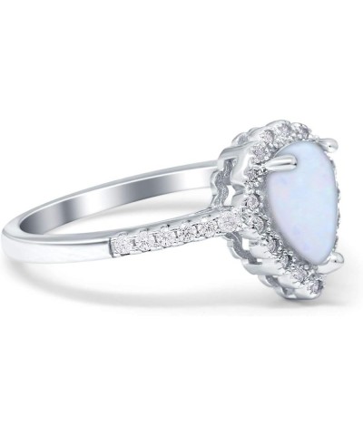 Teardrop Pear Art Deco Halo Engagement Ring Round Simulated Cubic Zirconia 925 Sterling Silver Lab Created White Opal $12.96 ...