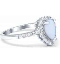 Teardrop Pear Art Deco Halo Engagement Ring Round Simulated Cubic Zirconia 925 Sterling Silver Lab Created White Opal $12.96 ...