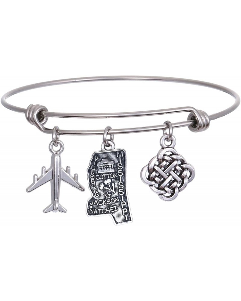 State Bangle U.S. Map Charm Expandable Travel Bracelet Long Distance Relationship Gift Best Friends Bracelet Mississippi $8.6...