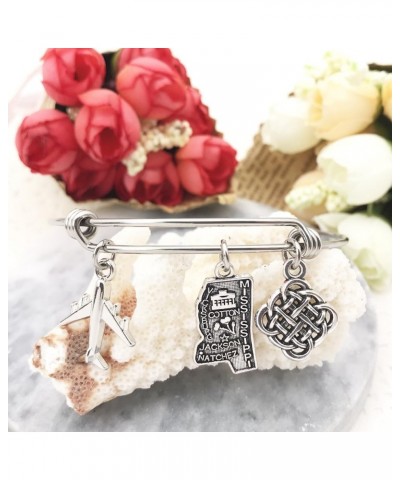 State Bangle U.S. Map Charm Expandable Travel Bracelet Long Distance Relationship Gift Best Friends Bracelet Mississippi $8.6...