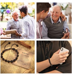 Gifts for Dad/Brother/Boyfriend/Son/Grandpa/Uncle/Bonus Dad Black Onyx Brown Tiger Eye Stone Bracelet for Men Boy son-black a...