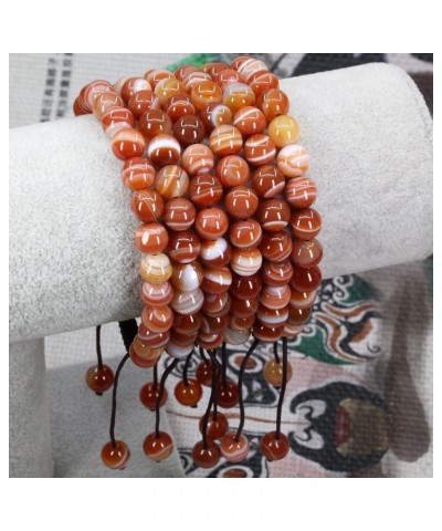 Natural Gemtone 8mm Round Beads Crystal Adjustable Braided Macrame Tassels Bracelets Unisex Red Dream Agate $8.39 Bracelets