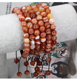 Natural Gemtone 8mm Round Beads Crystal Adjustable Braided Macrame Tassels Bracelets Unisex Red Dream Agate $8.39 Bracelets