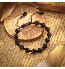 Gifts for Dad/Brother/Boyfriend/Son/Grandpa/Uncle/Bonus Dad Black Onyx Brown Tiger Eye Stone Bracelet for Men Boy son-black a...