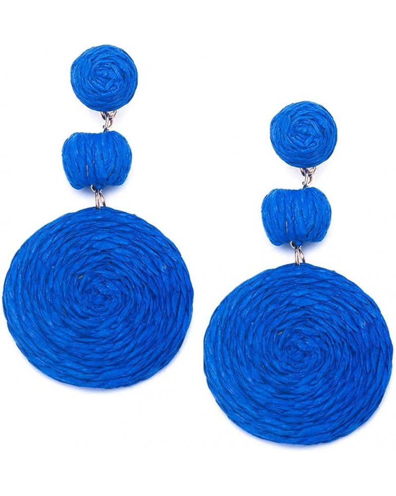 JeanBeau Boho Raffia Ball Round Statement Dangle earrings for Women Teen Girls – Large Handmade Lightweight Bohemian Rattan D...