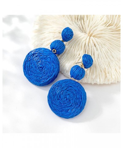 JeanBeau Boho Raffia Ball Round Statement Dangle earrings for Women Teen Girls – Large Handmade Lightweight Bohemian Rattan D...