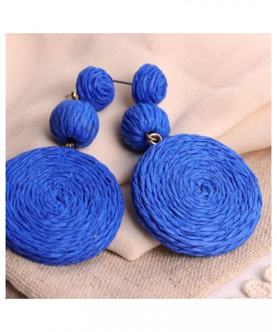 JeanBeau Boho Raffia Ball Round Statement Dangle earrings for Women Teen Girls – Large Handmade Lightweight Bohemian Rattan D...