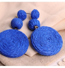 JeanBeau Boho Raffia Ball Round Statement Dangle earrings for Women Teen Girls – Large Handmade Lightweight Bohemian Rattan D...