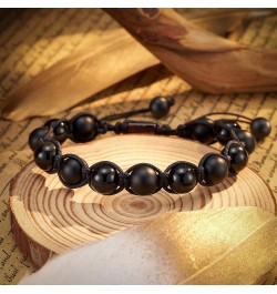 Gifts for Dad/Brother/Boyfriend/Son/Grandpa/Uncle/Bonus Dad Black Onyx Brown Tiger Eye Stone Bracelet for Men Boy son-black a...