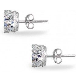 Sterling Silver Polished 6mm Round-cut Crown Stud Earrings Made with European Crystals Apr -Clear $10.00 Earrings