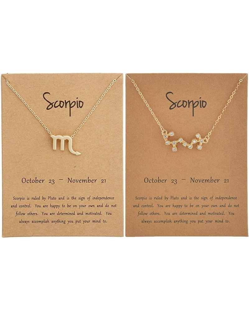 2Pcs Gold Zodiac Necklace Set 12 Constellation Moon Pendant Necklace Zodiac Jewelry Gifts Scorpio $7.64 Necklaces