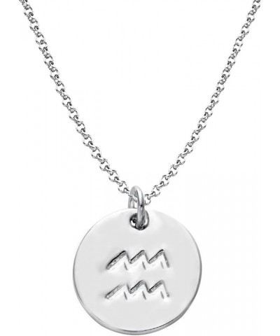 925 Sterling Silver Zodiac Necklace Disc Charm Necklace Gift for Your Wife Girlfriend or Family Member Aquarius $15.39 Necklaces