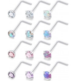 18G 20G 22G Opal Nose Rings Studs Surgical Steel Nose Nostril Piercing Jewelry for Women Men Girl Opal 1.5MM 2MM 12Pcs A:20G ...