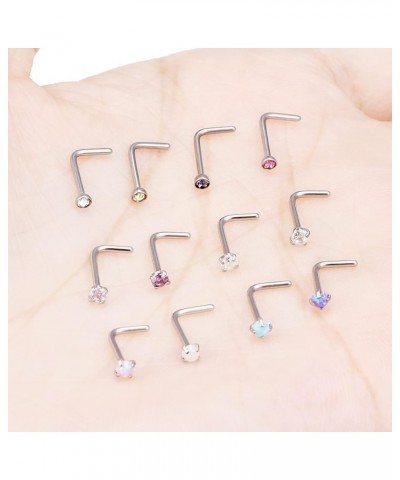 18G 20G 22G Opal Nose Rings Studs Surgical Steel Nose Nostril Piercing Jewelry for Women Men Girl Opal 1.5MM 2MM 12Pcs A:20G ...