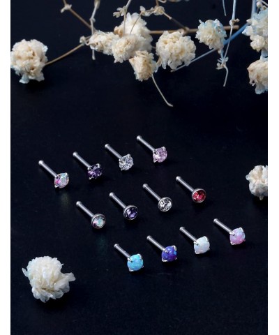 18G 20G 22G Opal Nose Rings Studs Surgical Steel Nose Nostril Piercing Jewelry for Women Men Girl Opal 1.5MM 2MM 12Pcs A:20G ...