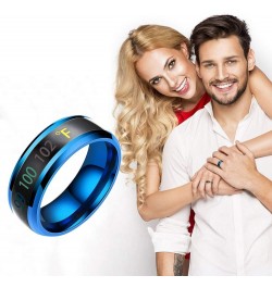 Intelligent Fashion Physical Temperature Ring Display Couple Ring Rings Resin Acrylic Ring (Blue, 12) Blue 13 $7.40 Rings