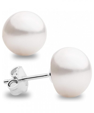 Women and Girls Pearl Stud Earrings. Fresh Water Cultured Pearls Button Shape | 925 Sterling Silver Mounts | Available in 10 ...