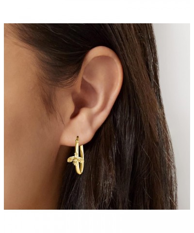 Canaria 10kt Yellow Gold Bumblebee Charm Hoop Earrings $58.88 Earrings