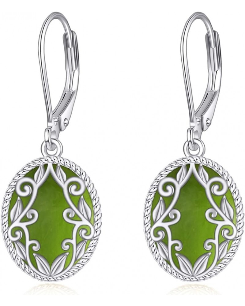 Teardrop Earrings Sterling Silver Filigree Irish Celtic Teardrop Drop Earrings Jewelry Gifts For Women Girls Peridot Oval Ear...