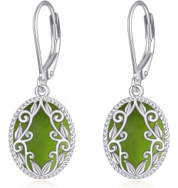 Teardrop Earrings Sterling Silver Filigree Irish Celtic Teardrop Drop Earrings Jewelry Gifts For Women Girls Peridot Oval Ear...