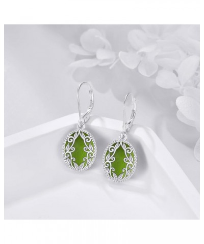 Teardrop Earrings Sterling Silver Filigree Irish Celtic Teardrop Drop Earrings Jewelry Gifts For Women Girls Peridot Oval Ear...