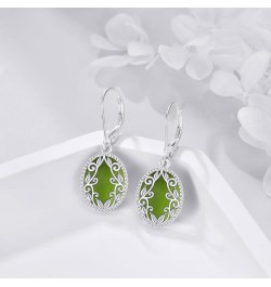 Teardrop Earrings Sterling Silver Filigree Irish Celtic Teardrop Drop Earrings Jewelry Gifts For Women Girls Peridot Oval Ear...