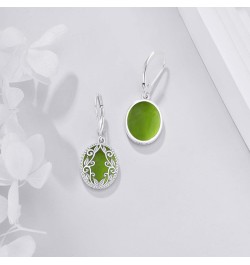 Teardrop Earrings Sterling Silver Filigree Irish Celtic Teardrop Drop Earrings Jewelry Gifts For Women Girls Peridot Oval Ear...