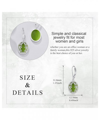 Teardrop Earrings Sterling Silver Filigree Irish Celtic Teardrop Drop Earrings Jewelry Gifts For Women Girls Peridot Oval Ear...