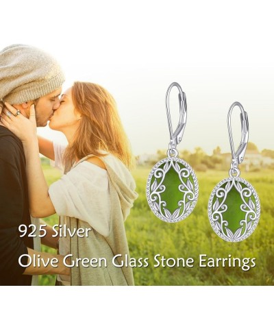 Teardrop Earrings Sterling Silver Filigree Irish Celtic Teardrop Drop Earrings Jewelry Gifts For Women Girls Peridot Oval Ear...