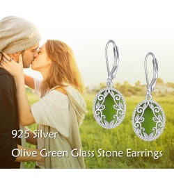 Teardrop Earrings Sterling Silver Filigree Irish Celtic Teardrop Drop Earrings Jewelry Gifts For Women Girls Peridot Oval Ear...