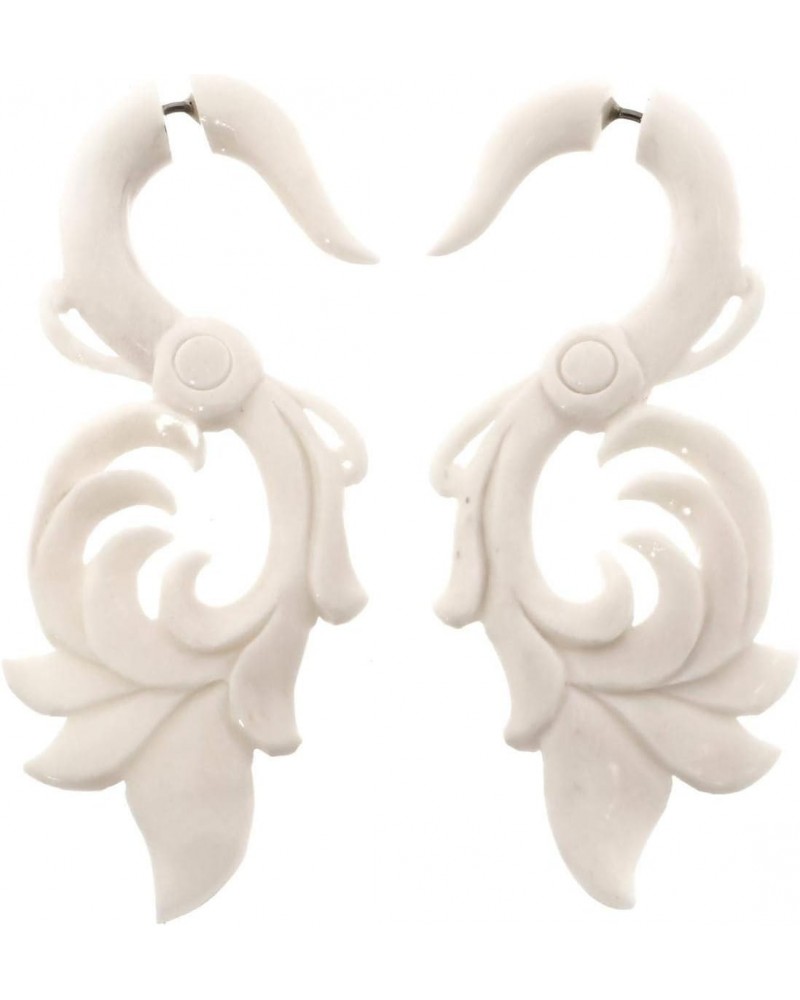 Hand Carving Bohemian Buffalo Bone Fake Gauge Post Earrings, 2 $16.03 Earrings