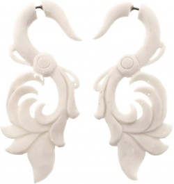 Hand Carving Bohemian Buffalo Bone Fake Gauge Post Earrings, 2 $16.03 Earrings