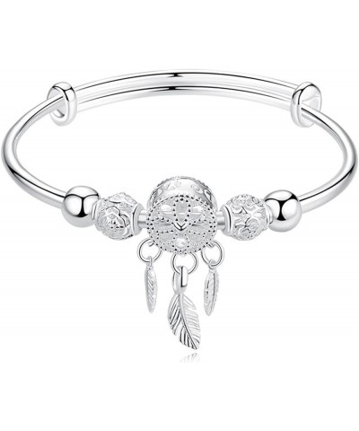 Elegant Dream Catcher Tassel Feather Charm Bracelet Bangle Adjustable Polished Hollow Out Bracelet for Women Girl Teen Mother...