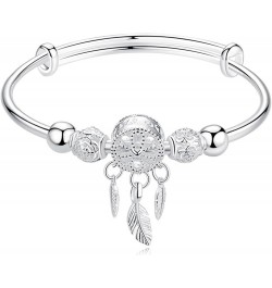 Elegant Dream Catcher Tassel Feather Charm Bracelet Bangle Adjustable Polished Hollow Out Bracelet for Women Girl Teen Mother...