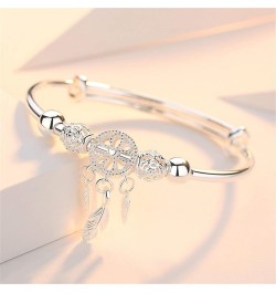 Elegant Dream Catcher Tassel Feather Charm Bracelet Bangle Adjustable Polished Hollow Out Bracelet for Women Girl Teen Mother...