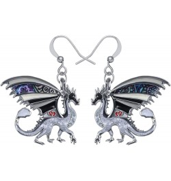 Enamel Alloy Dragon Earrings Fantasy Dinosaur Drop Dangle Fashion Jewelry For Women Girls Charm Gift Grey $8.31 Earrings