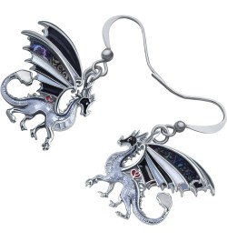 Enamel Alloy Dragon Earrings Fantasy Dinosaur Drop Dangle Fashion Jewelry For Women Girls Charm Gift Grey $8.31 Earrings