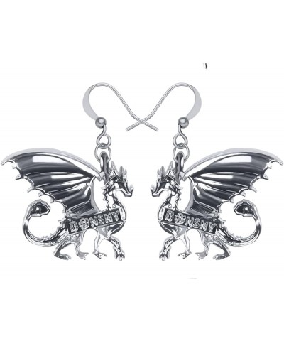 Enamel Alloy Dragon Earrings Fantasy Dinosaur Drop Dangle Fashion Jewelry For Women Girls Charm Gift Grey $8.31 Earrings